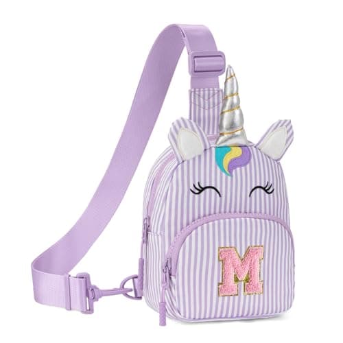 Viverte Birthday Gifts for Girls Personalized Initial Fanny Pack Cute Letter Sling Bag Purse for Daughter(Lavender-M)