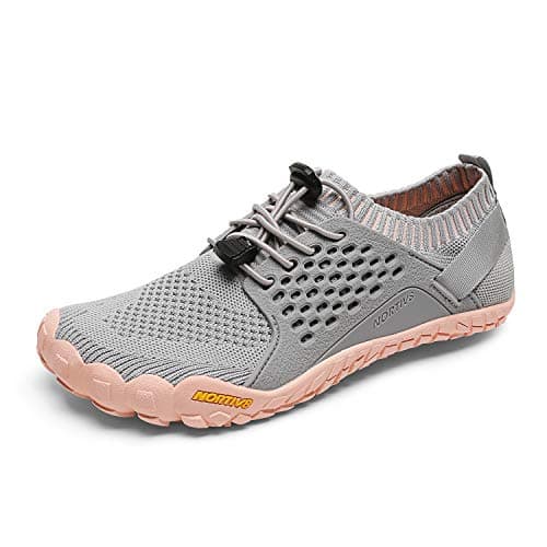 NORTIV 8 Womens Barefoot Water Sports Shoes - Outdoor Athletic Pool Swim Hiking Aqua Shoes, Light/Grey/Pink - 6 (Treklady-2)