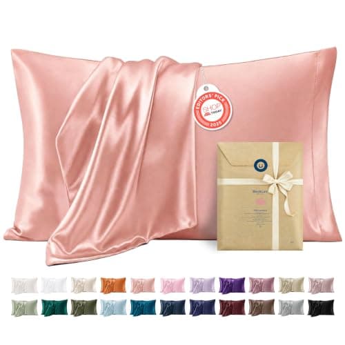 Bedsure Satin Pillowcases King Set of 2, Silky Pillow Cases, Peach Pink