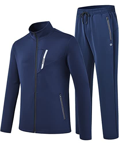 MoFiz Mens Tracksuit Set Sweat Sets For Men Jogging Athletic Jacket Pant L