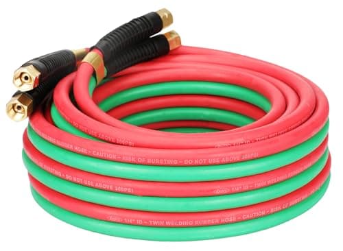Keepro 1/4 Inch Twin Welding Rubber Hose, Oxygen Acetylene Hose 300 PSI, Torch Hose 25 Feet Length, Red and Green