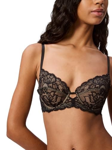 Calvin Klein Women's Seductive Comfort with Lace Multi Part Cup Bra, QF1741, Black, 44D