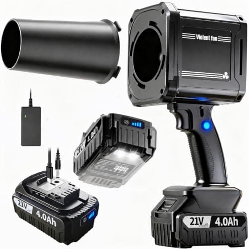 Leaf Blower Cordless with 2×4.0 Ah Battery and Charger[Battery with Outdoor LED Light+Stepless Speed Control] 21V 180MPH Handheld Electric Leaf Blower for Patio & Garden Dust Leaves Cleaning (ブラック)