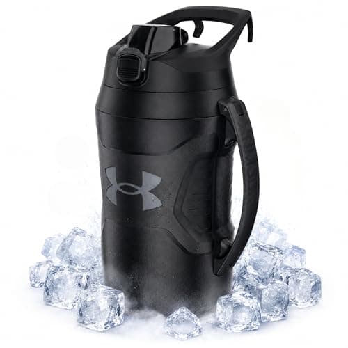 Under Armour Insulated Water Bottle with Handle & Fence Hook, Half Gallon Sports Water Jug, Leak-Resistant & BPA-Free for Baseball, Football & Gym - Black/Black, 64oz