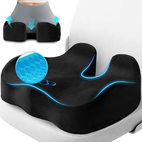 CushyOasis Seat Cushion, Gel Memory Foam Office Chair Cushions, (Black)