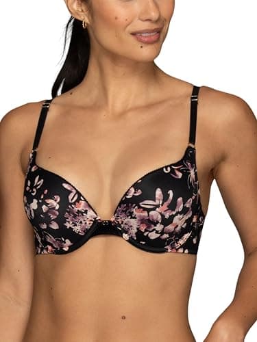 Vanity Fair Women's Ego Boost Push Up Bra, Adds Up to One Full Cup Size, Underwire Push Up Bras for Women, Lunar Garden Print, 34C