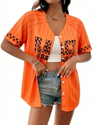 Race Day Baseball Jersey Women Car Lover Gifts Button Down Top