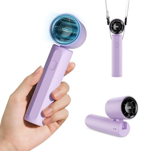 DUOMIY 2026 Upgraded Portable Handheld Turbo Fan Personal fan 18000RPM Speed Adjustable, 3-IN-1 Rechargeable Fan with LED Display, Travel Essentials, Gifts for Women Men Outdoor Indoor (Purple)