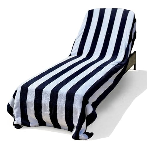 ARLU Home Luxury Lounge Chair Cover Towel 500 GSM 49" x 90"x 6" -White/Navy
