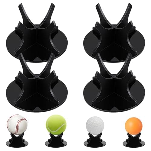 4 PCS Acrylic Baseball Case Display for Balls, Non-Slip Baseball Holder Pads Suitable for Golf Softball, Tennis Ball Spheres, Thanksgiving Pumpkin Black BaseballStand (1.96 × 1.23")