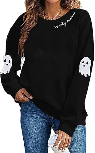 LYEIAO It's Just A Bunch of Hocus Pocus Halloween Sweatshirt Women Funny Sanderson Sisters Graphic Long Sleeve Tee Tops(Black9, XL)