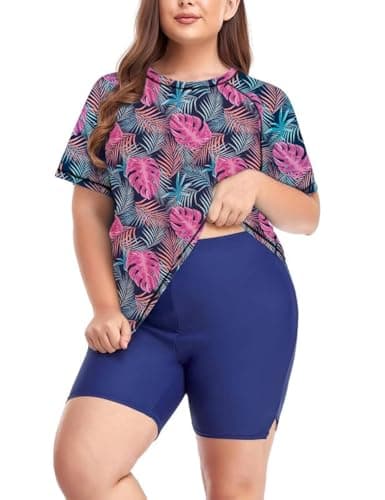 Inno Plus Size Swimsuit for Women 2 Piece Bathing Suit Rash Guard UPF 50+