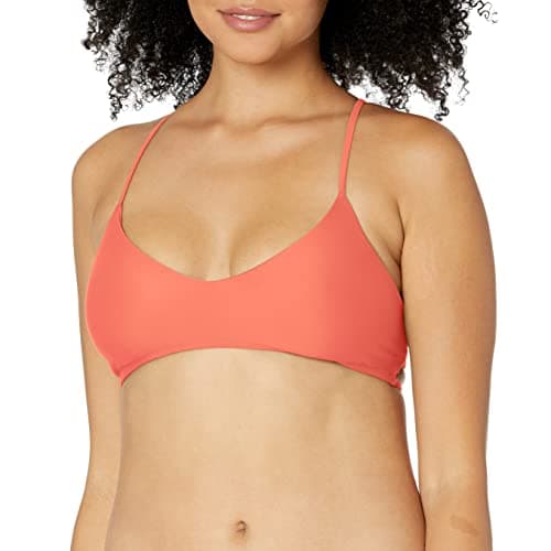 Smoothies Alani Solid Strappy Back Halter Bikini Top Swimsuit Sunset