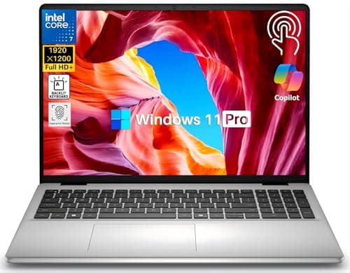 Dell 16 Laptop DC16251-16.0-inch 16:10 FHD+ Touchscreen Display, Intel 10-Core 7 150U(up to 5.4 GHz), 32 GB DDR5, 1 TB SSD, Fingerprint Reader, Wi-Fi 6E, Backlit Keyboard, Windows 11 Pro