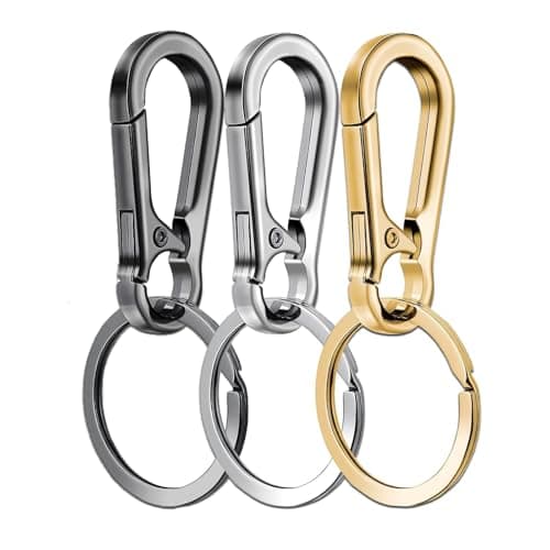 IJPDDRXYN 3 Pack Metal Keychains with Carabiner Clip, Key Ring Holder Organizer for Home & Car, Stylish and Durable Key Chain Finder