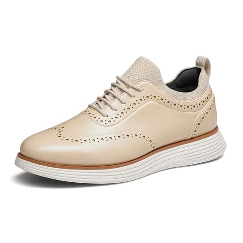 Bruno Marc Men's MaxFlex Dress Sneakers Oxfords Casual Wingtip Brogue Shoes,Size 8,Apricot-Pu,SBOX2326M