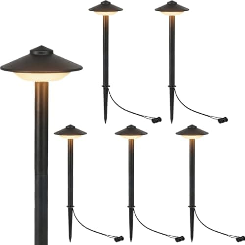 MULANDI 6 Pack Low Voltage Pathway Lights LED Garden Lights Warm White