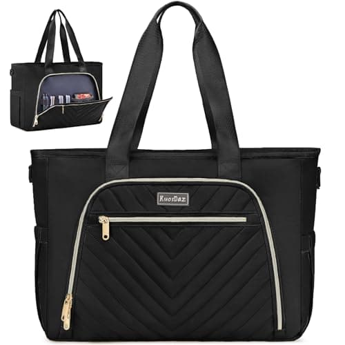 Kuosdaz Teacher Tote Bag for Women 15.6in Laptop Bag Work Bags for Women Nurse Bags,Black