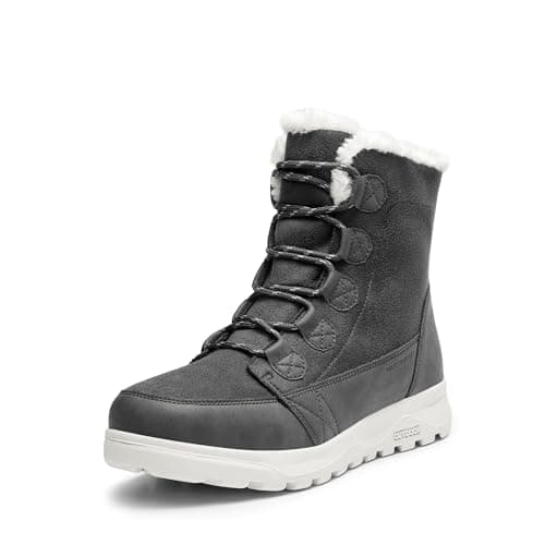 DREAM PAIRS Women's Winter Snow Boots Lace Up Warm Comfortable Faux Fur Lining Outdoor Ankle Booties,Size 9.5,Dark Grey,SDSB2311W