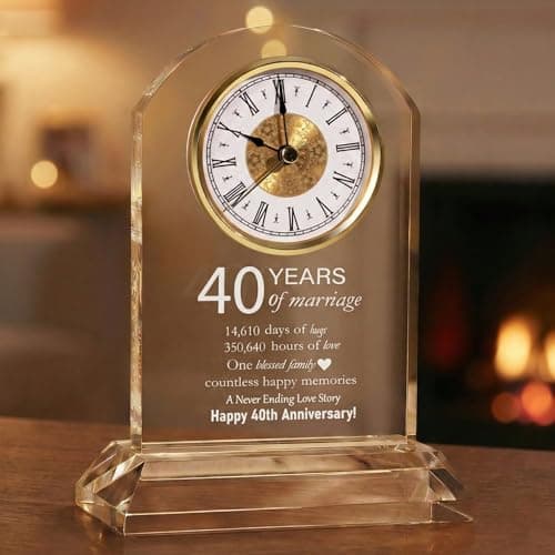 DEEWISH 40th Wedding Anniversary Clock Gifts for Couple Parents, Him Her