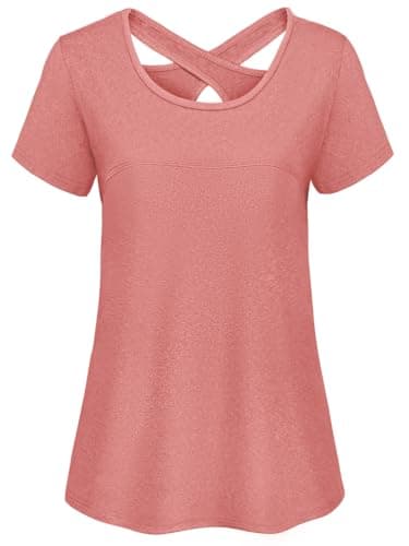 Kimmery Short Sleeve Shirts for Women Tops for Women 2026 Summer Tops Workout Tops Orange 2XL