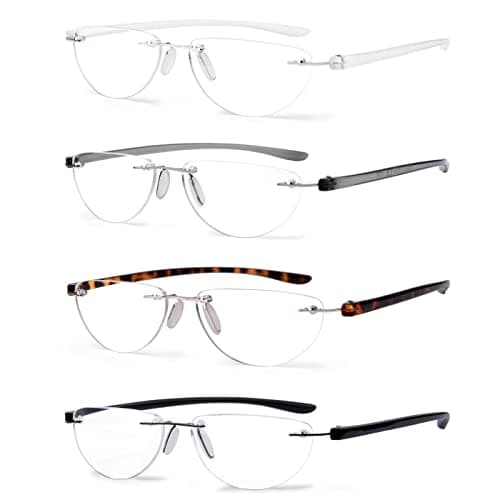 Eyekepper Reading Eyeglasses for Men,Rimless Glasses Women,4 Pack