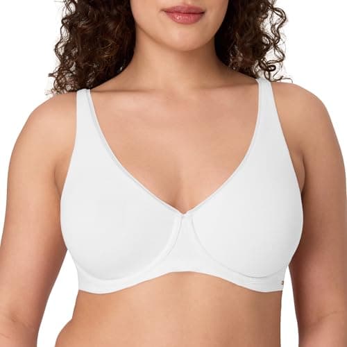 Bali Women's Underwire Bra, Cotton Collection 2-Ply Underwire Bra, Moisture-Wicking, Full Coverage, Convertible Straps