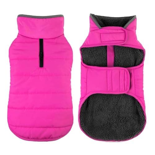Petglad Dog Winter Coat, Waterproof Dog Jacket with Leash Hole, Reflective Adjustable Pet Snow Vest, Warm Fleece Sweater for Small Medium Large Dogs - Pink, 3XL