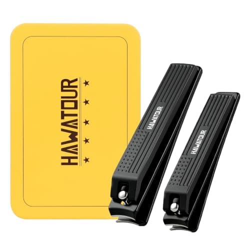 HAWATOUR Nail Clippers Set Ultra Sharp Curved Blade, Black