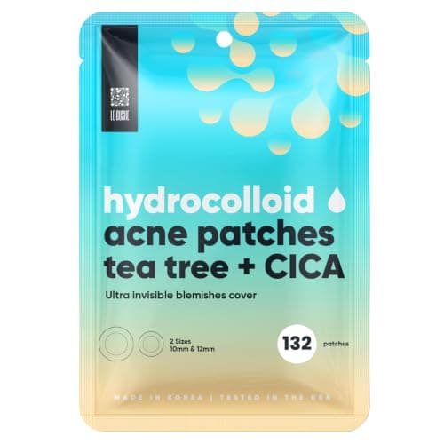 LE GUSHE Korean Pimple Patches for Face (132 Dots) - Hydrocolloid Acne Patches & Zit Patches with Tea Tree Oil - Invisible Blemish Patches - Dermatologist Tested Korean Skin Care