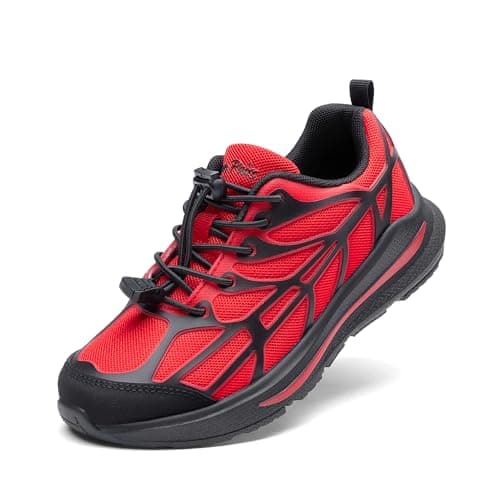 DREAM PAIRS Boys Girls Running Shoes Kids Athletic Lightweight Breathable Gym School Shoes,Size 3 Little Kid,Red/Black,KKUMRS2521