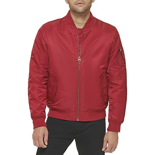 Levi's Men's MA-1 Flight Lightweight Zip-Up Bomber Jacket, Red MA-1 Filled, X-Small