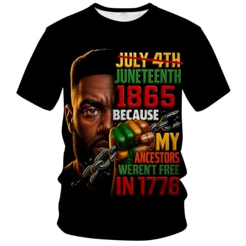 Blissboy Juneteenth Shirt 1865 Breaking Every Chain T-Shirt African American Pride Fist Power Freedom Graphic Tee for Men Women,Green,L