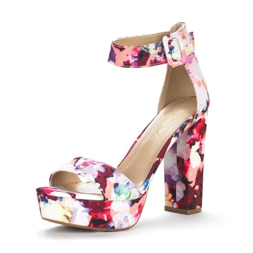 DREAM PAIRS Womens HI-LO High Heel Platform Pump Sandal Orinthia,Size 5.5,Floral,HI-LO