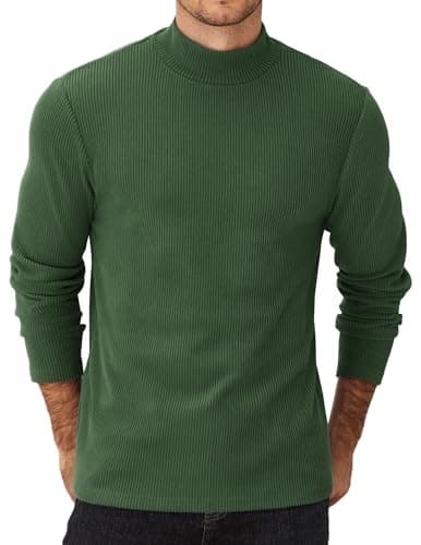COOFANDY Men's Mock Neck Pullover Ribbed Knit Sweater Casual Basic Wear