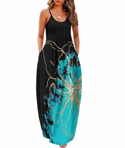 Wolddress Women Summer Maxi Dress Plus Size Loose Long Dresses Pockets S-5X