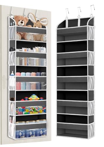 TAHAVICE Over the Door Organizer Storage, 5 Large & 10 Mesh Pockets
