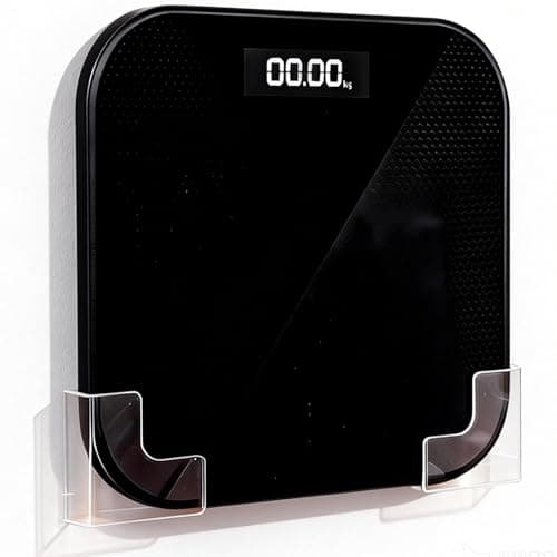 Wall-Mounted Weight Scale Holder, Anti-Slip Tilted Design with Strong Adhesive for Wood/Tile/Glass/Wallpaper, Space-Saving, Easy to Install, Suitable for Walls, Doors, Tiles, Cabinets (Clear)