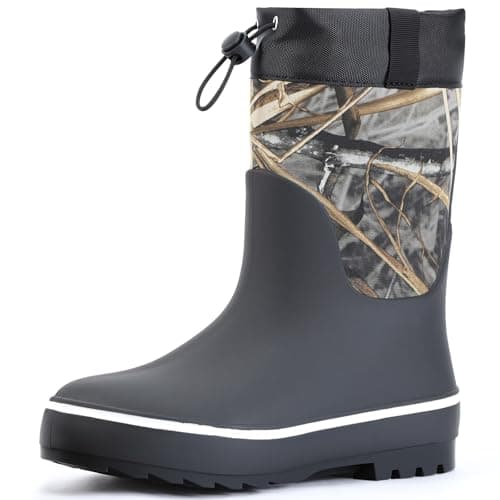 Showave Kid's Rain Boots Waterproof Insulated Rubber Mud Boot, Big Kid 5