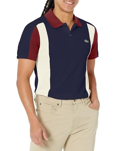 Lacoste Men's Regular Fit Colorblock Polo Shirt, Navy Blue/Zin/Lapland, 3X-Large