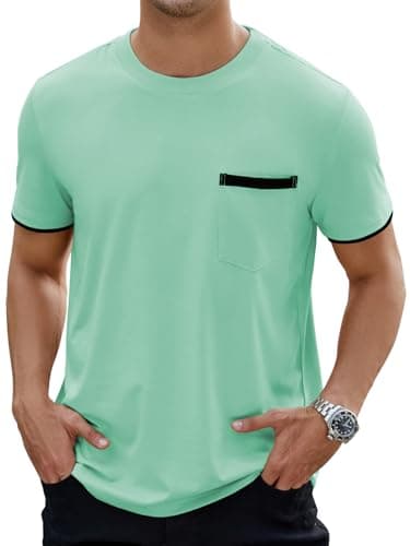 Hardaddy Men's Casual Pullover Crew Neck Short Sleeve T Shirts with Pocket