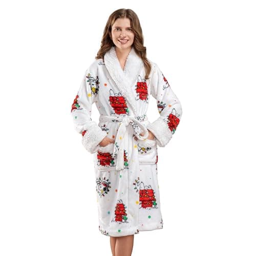 Berkshire Blanket Women's Warm Robe - Peanuts-themed Gift made with Exclusive VelvetLoft® Fabric and Sherpa Collar, Small