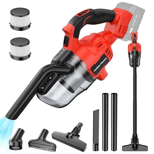 CAMXTOOL Cordless Vacuum Compatible with Milwaukee M18 Battery, Handheld Vacuum Cleaner for Home Pet Hair Car, 5-in-1 Portable Shop Vac with 2 Washable HEPA Filter, 4 Multi Nozzle (Battery Not Includ)