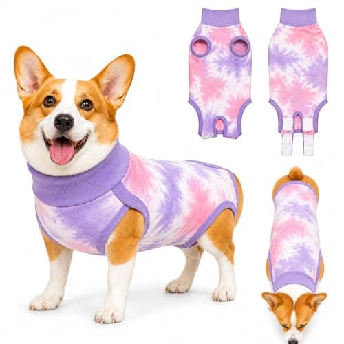 TORJOY Dog Recovery Suit After Surgery, Zipper Onesie for Spay & Neuter, Soft Cotton E-Collar Alternative, Anti-Licking Body Suit for Small Medium Large Dogs Male & Female