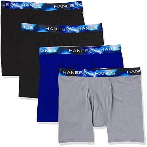 Hanes Ultimate Men's Sport X-Temp Ultra Lightweight Long Leg Boxer Brief 4-Pack, Assorted, Small (UXALA4)