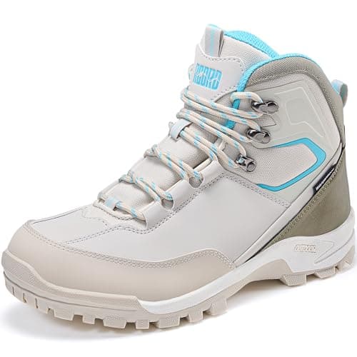 R CORD Womens Waterproof Hiking Boots Outdoor Trekking Camping Trail Hiking Boots Womens Mid Backpacking Mountaineering Boots Beige Size 6
