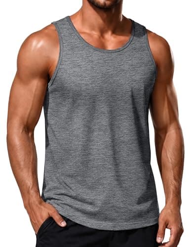 MAGCOMSEN Men's Tank Top Quick Dry Workout Gym Sleeveless Muscle Shirt Summer UPF 50+ Athletic Running Tops Gray S