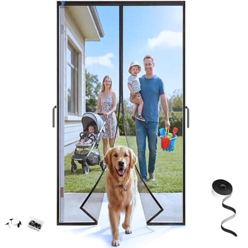 Magnetic Screen Door 38'' x 83'', Heavy Duty Fiberglass Screen Mesh for Summer Use ,Hands-Free, Pet & Kid Friendly for Patio Sliding & Front Doors (Gray Summer Screen, Fit Door Size 36''x82'')