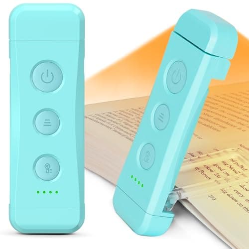 Glocusent USB Rechargeable Book Light, Portable Clip-on LED Reading Light, Reading Lights for Books in Bed with 3 Amber Colors & 5 Brightness Dimmable, Compact & Long Lasting, Perfect for Book Lovers
