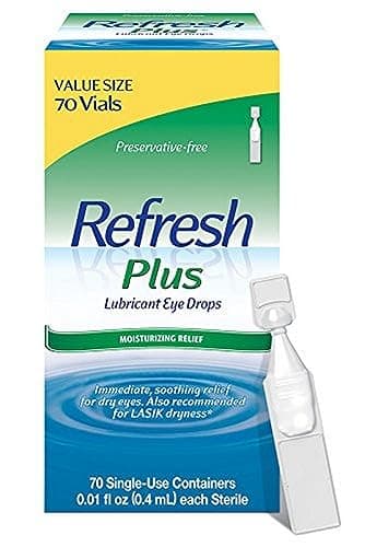 Refresh Plus Lubricant Eye Drops for Dry Eyes, Preservative-Free, Value Size, 0.01 fl oz Single-Use Containers, 70 Count